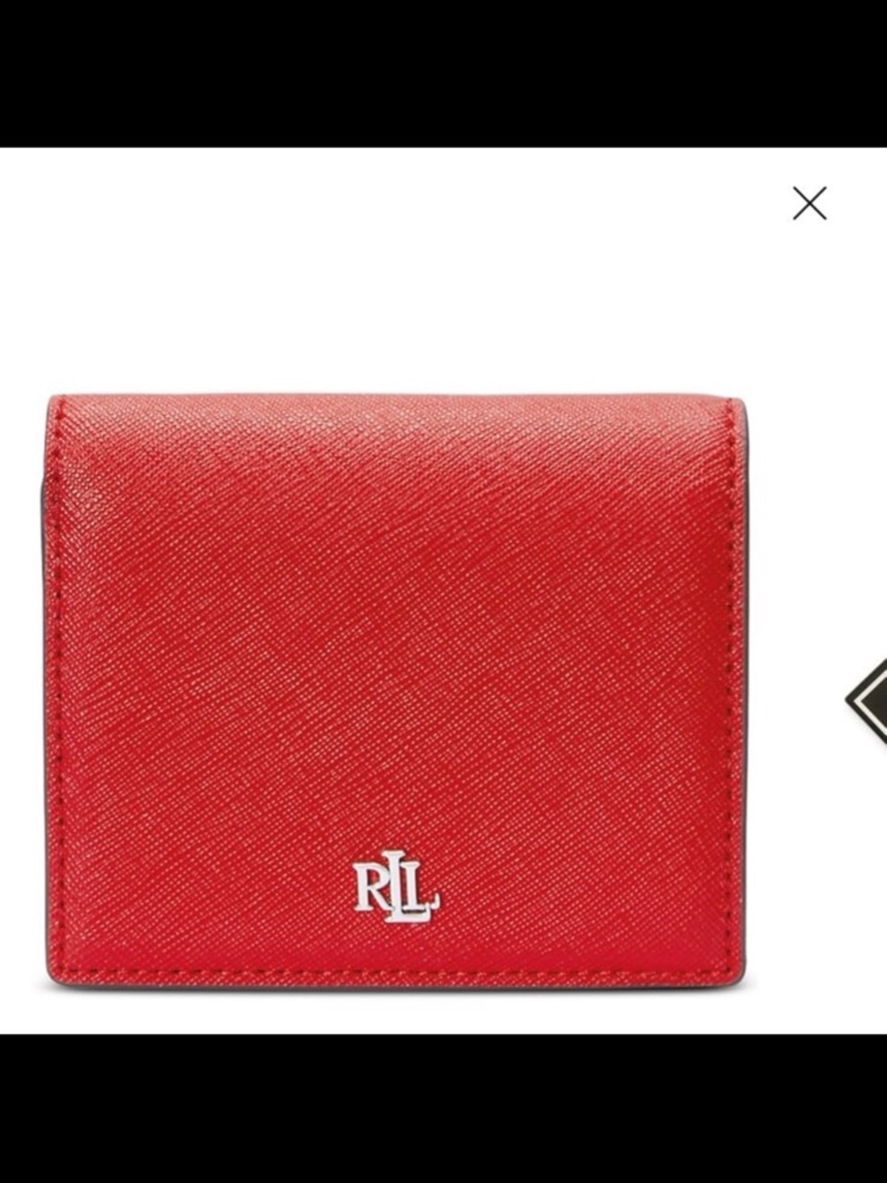 NWT Lauren Ralph Lauren crosshatch leather compact wallet